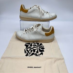 Isabel Marant White and Yellow Bart Low-top Sneakers Size 38